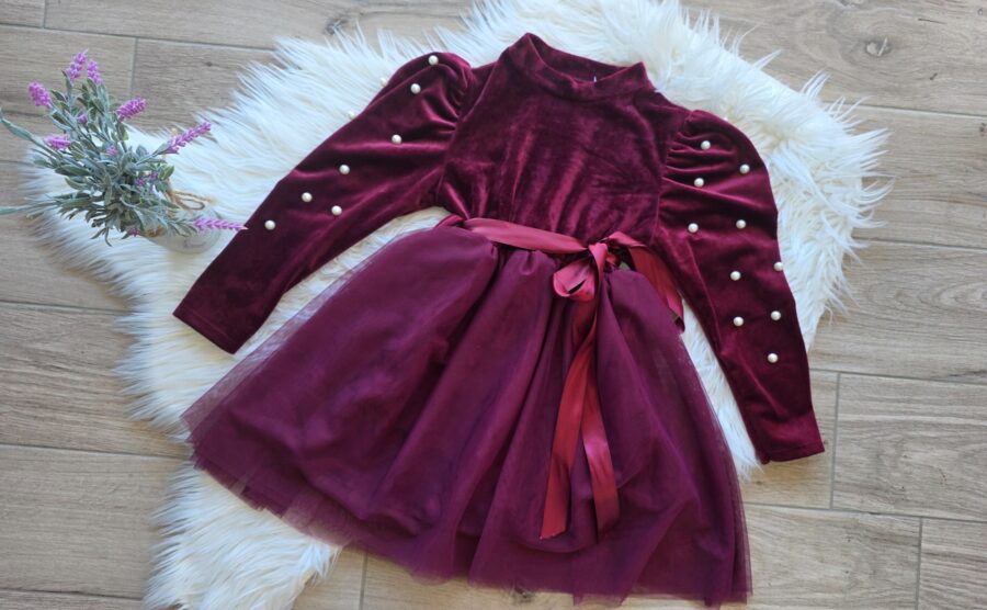Bordo haljina s biserima
