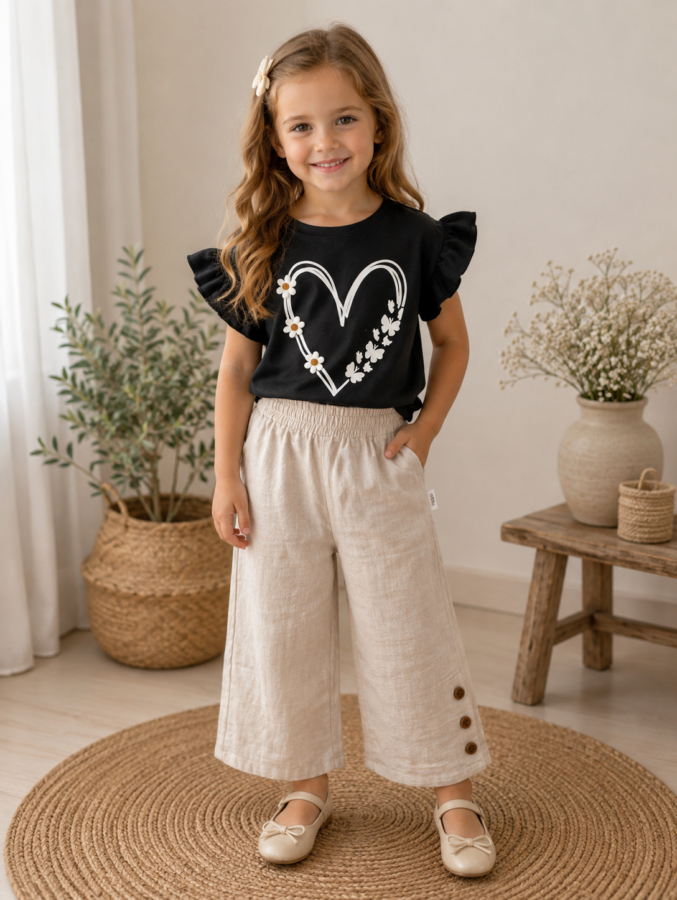 Crni komplet s bijelim srcem