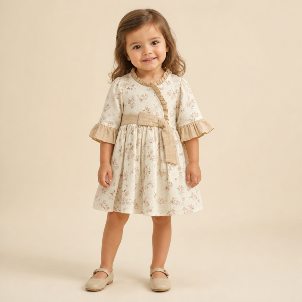Bež haljina s cvjetnim uzorkom