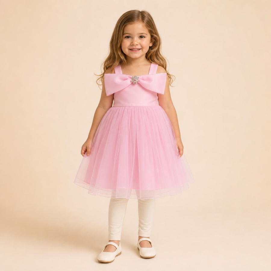 Ružičasta haljina s mašnom
