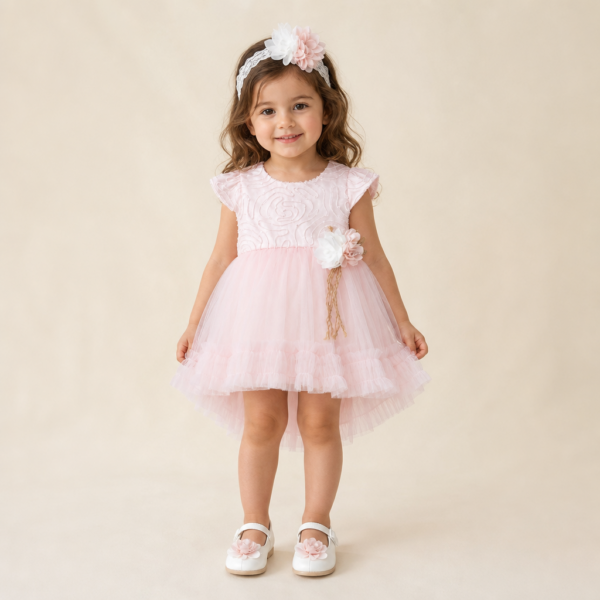 Ružičasti krsni komplet s cvjetovima