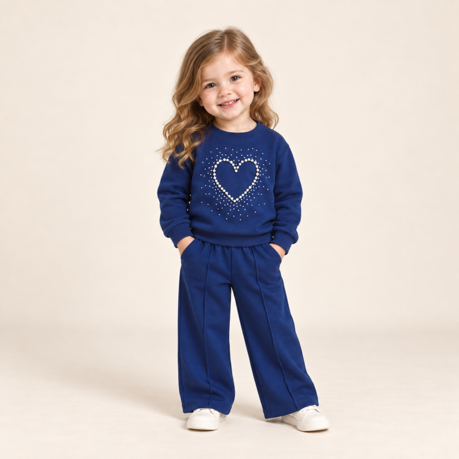 Tamnoplavi komplet sa srcem