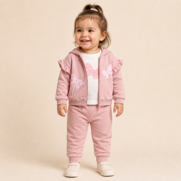 Ružičasti komplet s leptirima