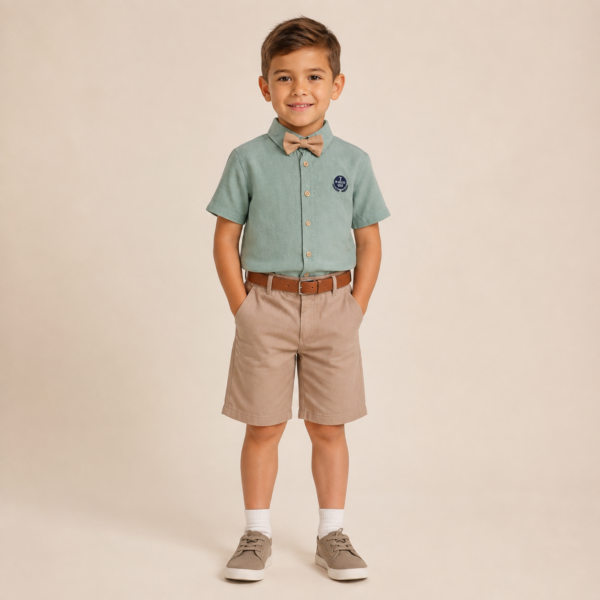 Tirkizni svečani komplet s leptir-mašnom