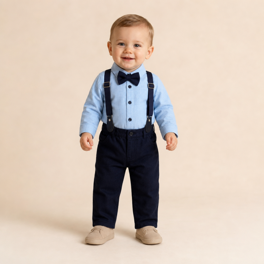 Plavi svečani komplet s tregerima